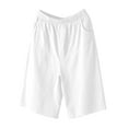 thumbnail image 4 of Mgmyaa Women's Bermuda Shorts for Women Summer Dressy Casual Elastic High Waisted Wide Leg Knee Length Shorts with Pockets, 4 of 5