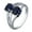 Blue, variant on Silver Plated Halo Cubic Zirconia Double Gem Created Ruby Sapphire Wedding Promise Ring