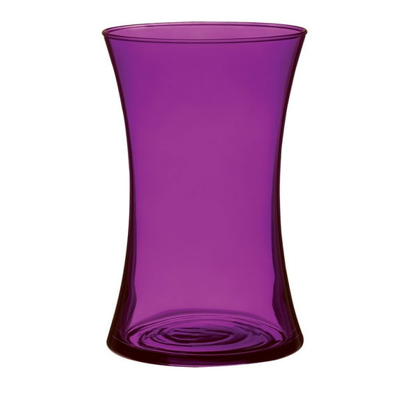 Floral Supply Online 8" Gathering Vase and Flower Guide Booklet - Decorative Glass Flower Vase for Floral Arrangements, Weddings, Home Decor or Office. (Purple)