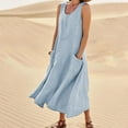 thumbnail image 2 of For Women 2024 Dress Fashion Solid Color Dress Sleeveless With Pocket Loose Dress Tank Maxi Dress Casual Summer Sundress, 2 of 5