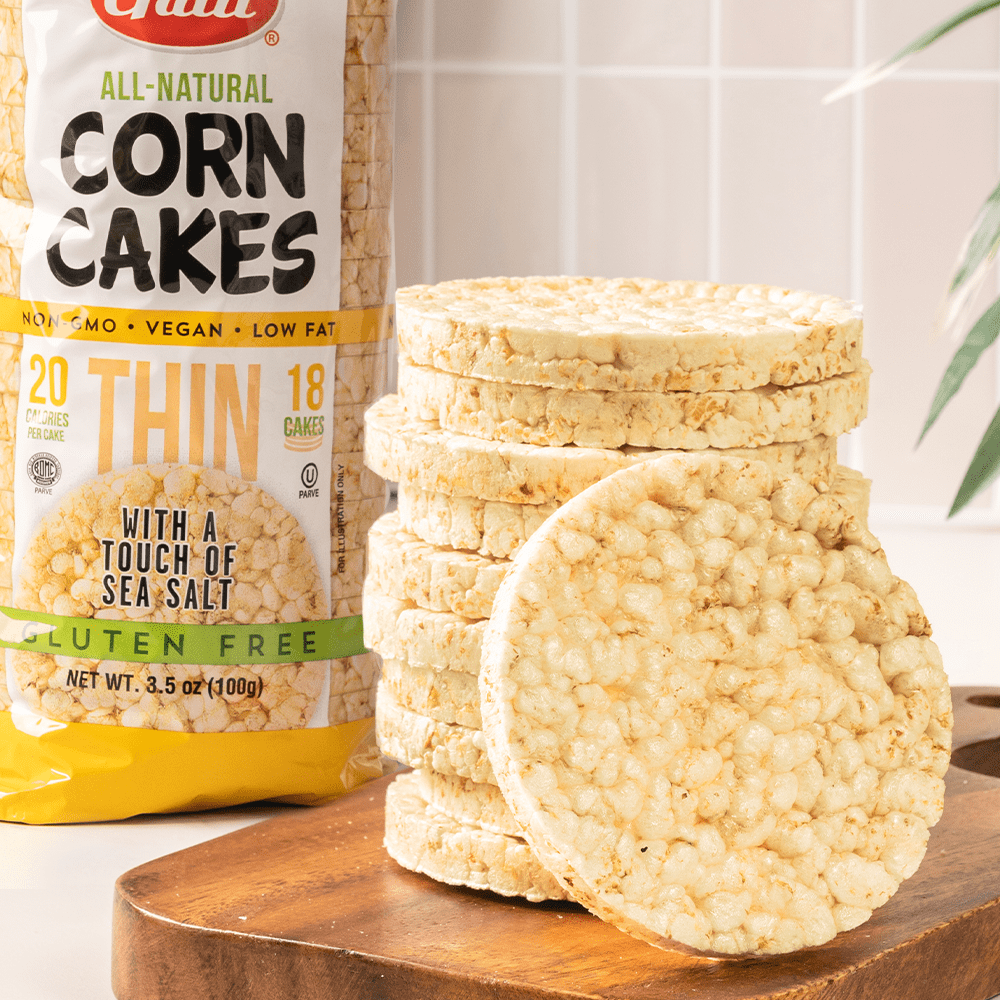 Galil Thin All-Natural Corn Cakes with Sea Salt, Vegan & Gluten Free Snacks, Low Salt Snacks, 3.5 oz Pack (18 Count)