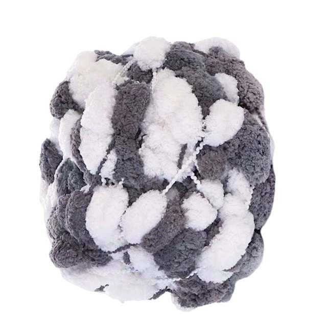 Alfombra de hilo grueso Hugo Chunky Yarn para Hacer DIY Suave Cómodo gris blanco