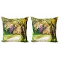 thumbnail image 1 of Ambesonne Landscape Throw Pillow Cover 2 Pack, Spring Park Walkway, 16", Multicolor, 1 of 2