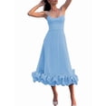 thumbnail image 3 of Womens Fashion Spaghetti Strap Flowy A-Line Dress with 3D Floral Appliques Party Maxi Gown XL, 3 of 7