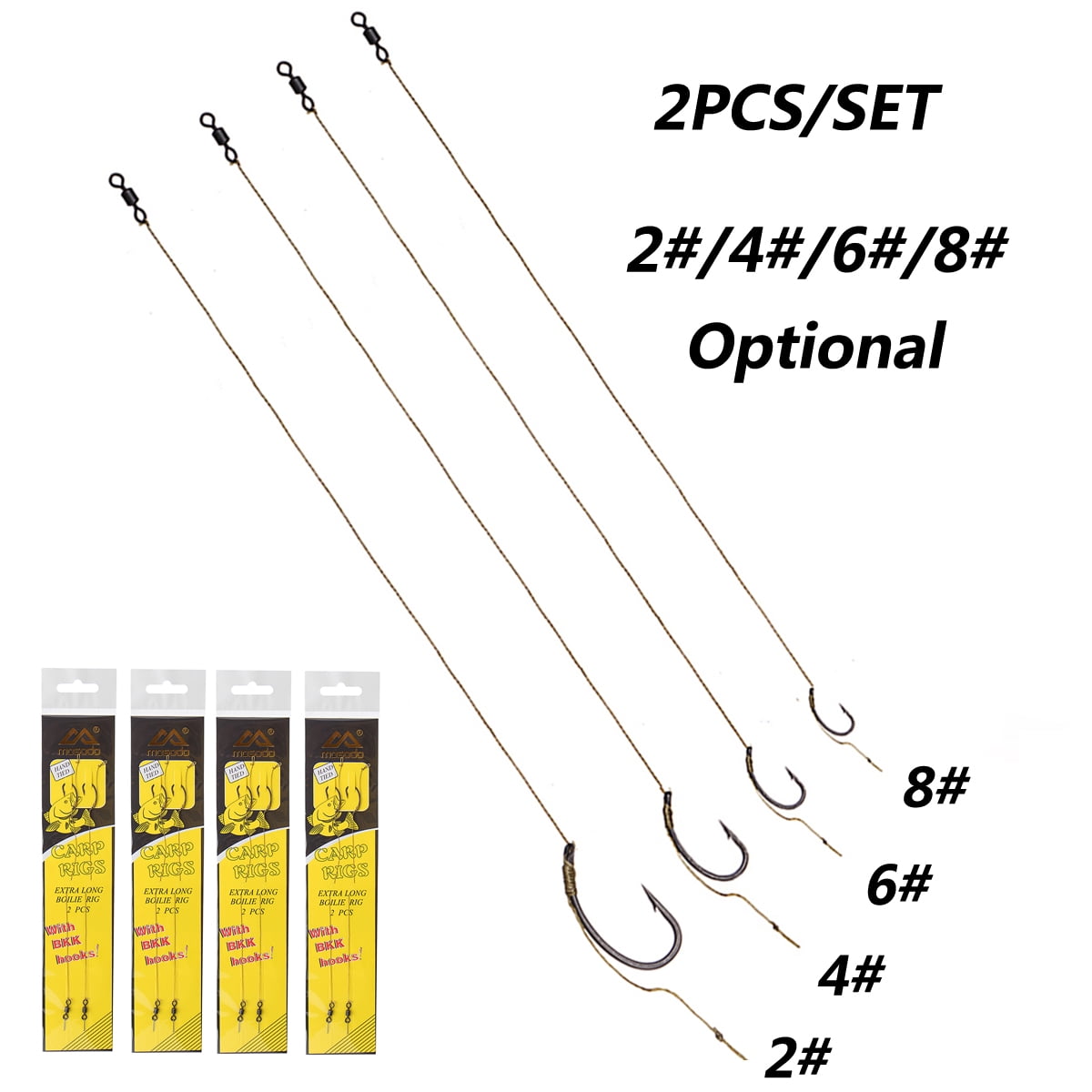 2pcs 210 Barbless Carp Fishing Terminal Tackle Hook Lead Shank PE Wire 4 Size Walmart Canada