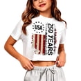 thumbnail image 4 of Angala Toddler Girls Tops Patriotic Print Crew Neck Short Sleeve Summer Cropped Independence Day Design Casual Dailywear Child Tops Size 5-6 Years White, 4 of 4