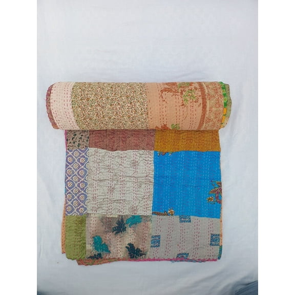 Patchwork Quilt Kantha Quilt Handmade Vintage Quilts Assorted Bedding Throw Blanket Bedspread Quilting Mixed Hippie Quilts AandETextileHouse
