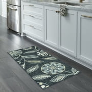 Maples Rugs Reggie Bohemian Floral Blue Washable Hallway Runner Rug, 1'8 x 4'