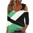 thumbnail image 2 of RXIRUCGD Blouse Décontractée à Rayures à Manches Courtes pour Femmes, Vert, Taille: m, 2 of 5