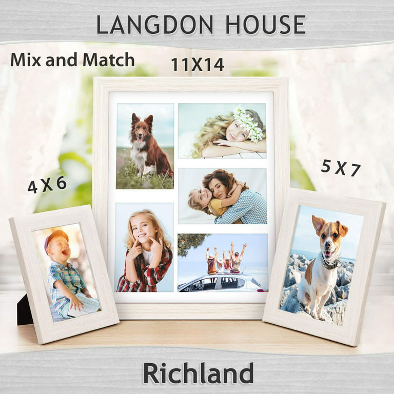 Langdon House 11x14 Almond White Picture Frames w/ Mat for 8x10
