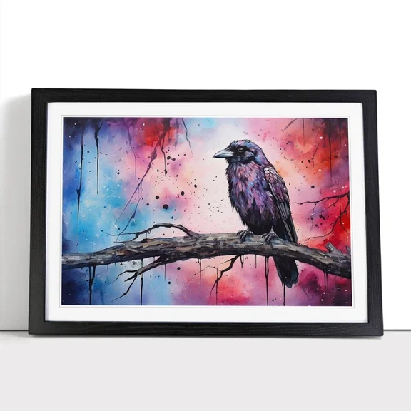 Kna Prints - 1 Pc Poster Raven Watercolour Wall Art Poster Home Painting, UNFRAMED-8x12