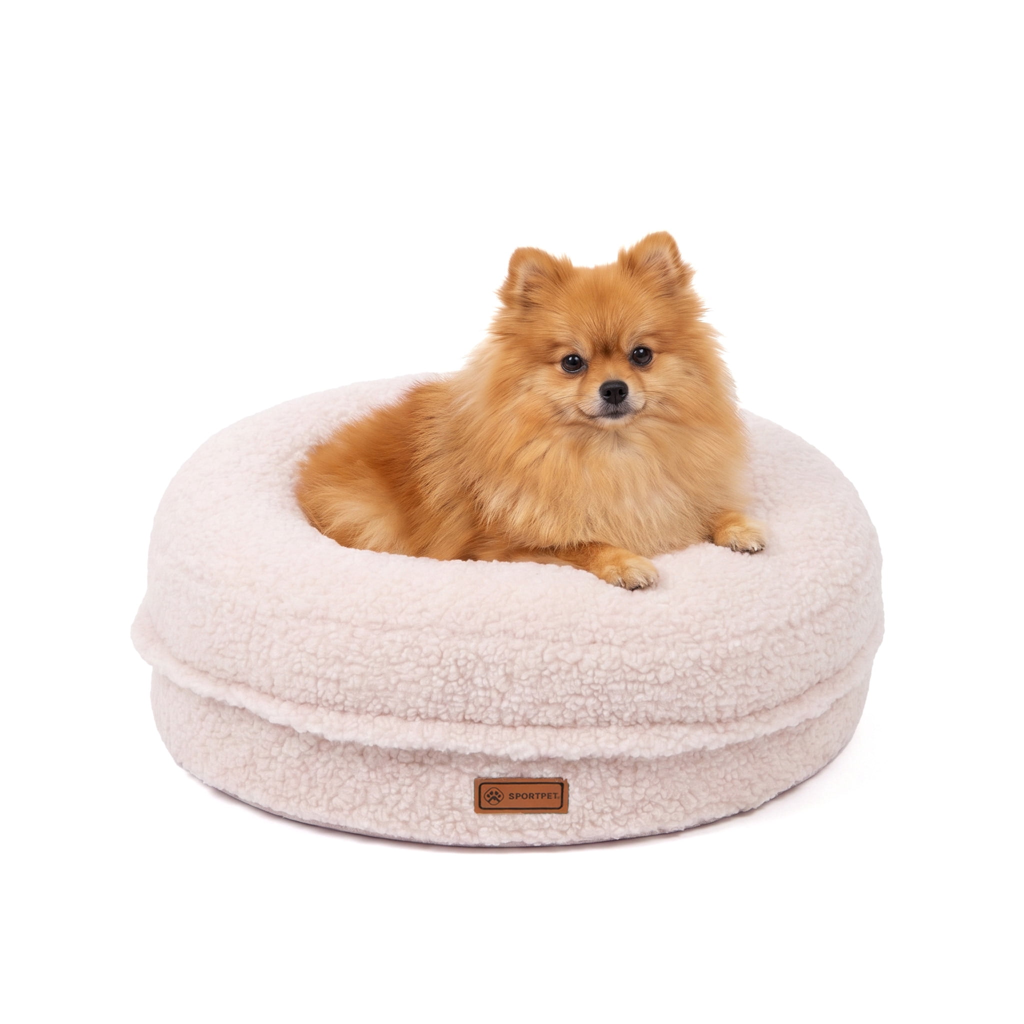 SportPet Sherpa Round Donut Bolster Cuddler Pet Bed, Pink, One Size