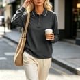 thumbnail image 6 of Women's Polo Shirts Long Sleeve Golf Shirt Lightweight Tennis Shirts office Loose Tunic Blouses Work Shirts Spring Fall Shirt Dark Gray, 6 of 7
