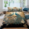 thumbnail image 1 of Juego de Cama Funda Nórdica Azul Pavo Real Beatuiful Animales Pluma Edredón, 1 of 6