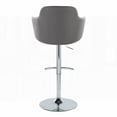 thumbnail image 2 of Contemporary Grey Faux Leather Barstools Set of 2 with Chrome Metal and Rounded T Footrest by LumiSource, 2 of 5