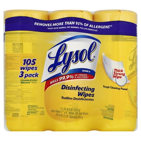 Lysol Disinfecting Wipes Value Pack, Lemon and Lime Blossom, 105 Count