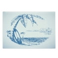 thumbnail image 1 of Surf Cutting Board, Contemporary Sketch Illustration Hawaiian Beach Surfboard Palms Ocean Water, Decorative Tempered Glass Cutting and Serving Board, Large Size, Blue White, by Ambesonne, 1 of 1