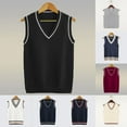thumbnail image 5 of Mens Fashion Thick V-Neck Sleeveless Vest Sweater School Uniform Knitting Tops, 5 of 10