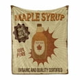 thumbnail image 1 of Retro Soft Flannel Fleece Throw Blanket, Maple Syrup Ad with Grunge Effect Worn out Background with Stripes, Cozy Plush for Indoor and Outdoor Use, 60" x 80", Pale Brown Beige, by Ambesonne, 1 of 6