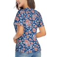 thumbnail image 3 of Vsdgher Rose Flowers Women Shirts V Neck Short Sleeve Tops T-Shirt Basic Tees, S to 3XLSmall, 3 of 5