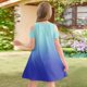 thumbnail image 5 of Teen Girls Dresses Gradient Cold Shoulder Dress Soft Breathable Fabric Perfect for Casual Summer Outings Sizes 4-12 ,Sie:110, 5 of 7