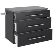 Prepac HangUps 3 Drawer Wooden Base Garage Storage Cabinet in Black