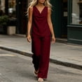 thumbnail image 4 of MLCDZ Women's Outfits Lounge Sets Two Piece Sleeveless Round Neck Elastic Waist Lightweight Loose Pants with Pockets Vacation Summer Dressy Tracksuit, 4 of 7