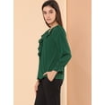 thumbnail image 4 of Blusa de gasa Allegra K con cuello En V volantes para mujer manga de pulsera Verde S, 4 of 6