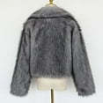 thumbnail image 7 of Delliss Women's Long Sleeve Trendy Winter Faux Fur Crop Jacket Gray L, 7 of 7
