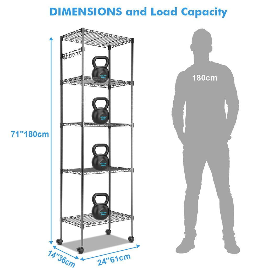 Rubbermaid 5H09 Steel Reinforced Shelving Unit, 72-Inch 5-Shelf