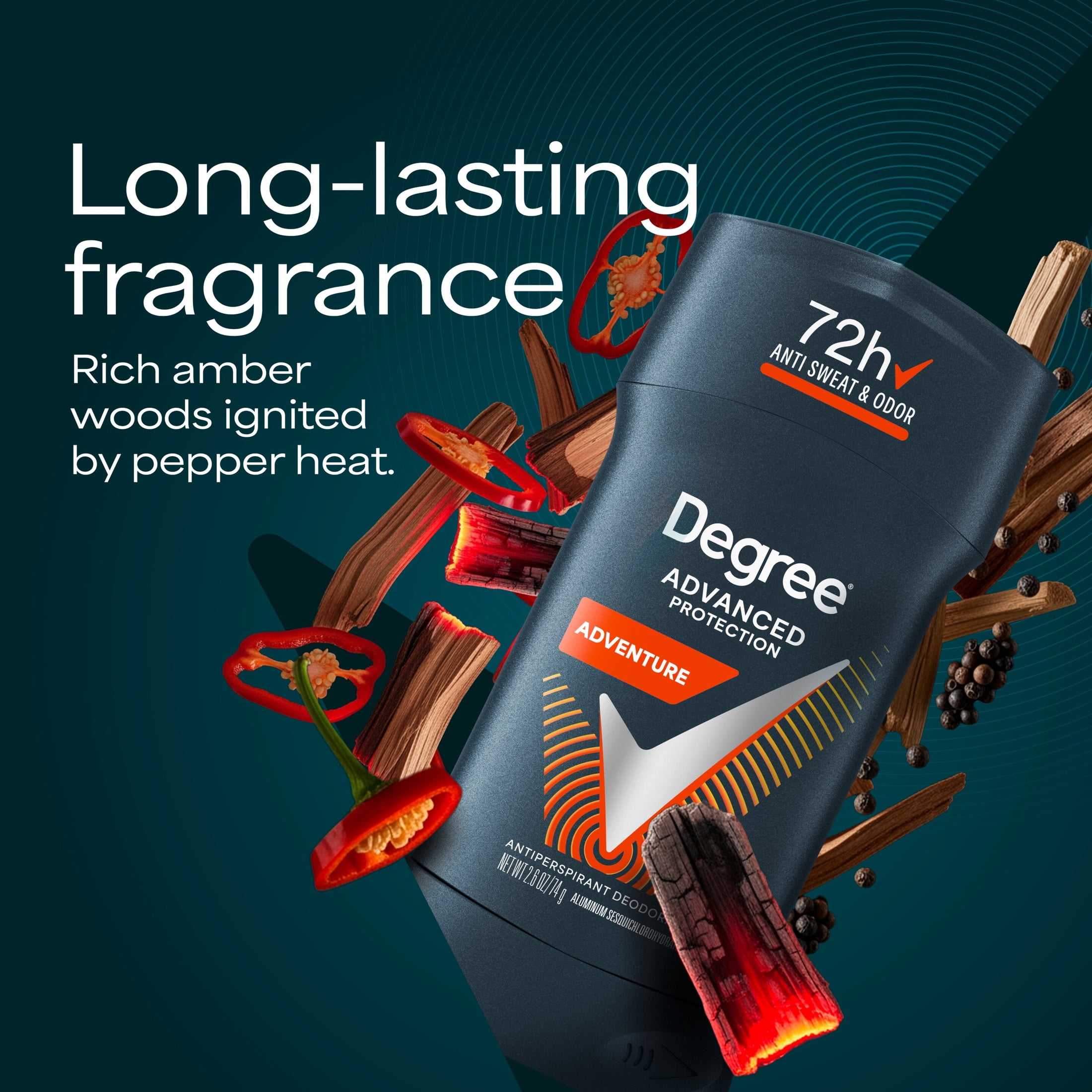 (2 pack) Degree Men Antiperspirant Deodorant 72-Hour Sweat and Odor Protection Adventure Antiperspirant for Men with Body Heat Activated Technology, 2.6 oz Twin Pack