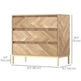 thumbnail image 3 of HOMCOM Commode, Commode à 3 Tiroirs à Chevrons pour Couloir, Bois Naturel, 3 of 10