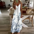 thumbnail image 1 of ICHUANYI Clearance Women's Summer Fashion Printed V-Neck Sleeveless Suspenders Pullover Dress(Light Blue, XL) Ichaunyi WER2023081115123, 1 of 5