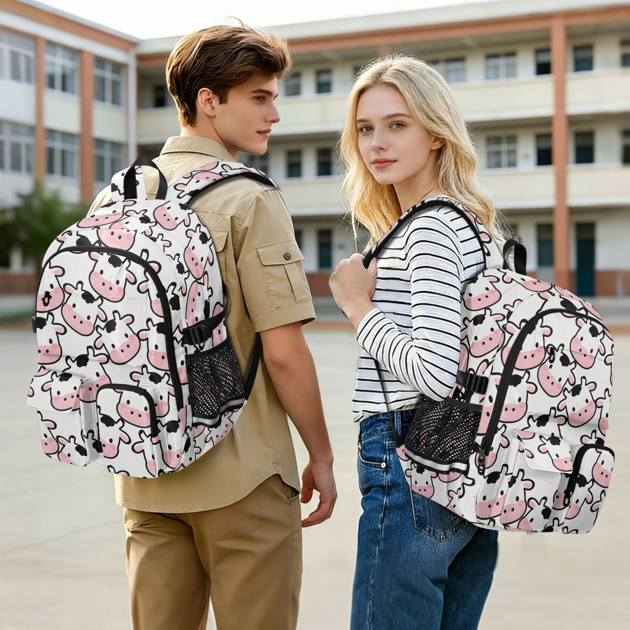 ALAZA Cow Heart Print Student Backpack School Bookbag Large Laptop Daypack Travel Bag
