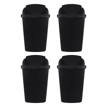 Uumitty 4-Pack 11 Gallon Plastic Swing Top Trash Can, Waste Container for Home Kitchen, Rectangular Trash Bin with Swing Lid, Black