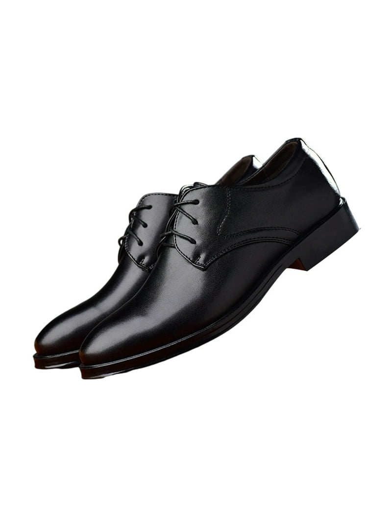 Gecatiso Oxford Wingtip Shoes Mens 14 Black Leather Chunky Sole Office Wedding Classic Italian Genuine Leather Mens Dress Shoes Black Lace  main image 3