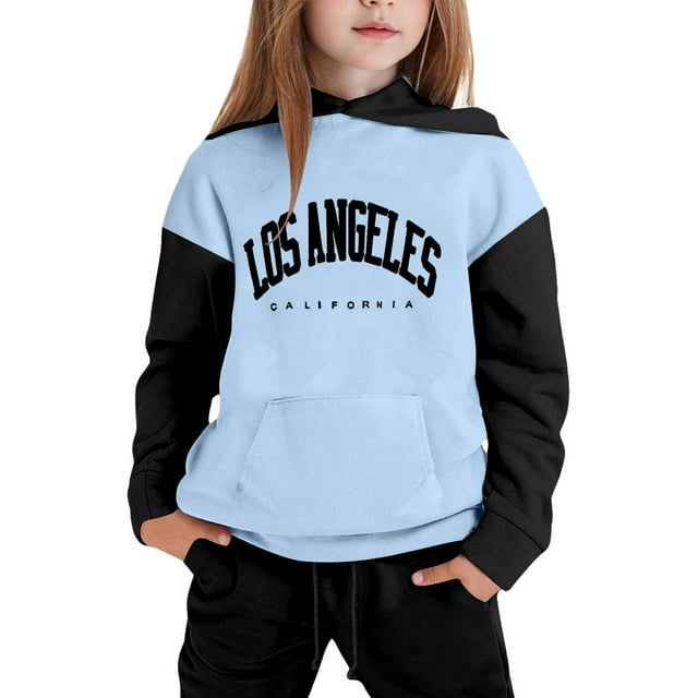 WEAIXIMIUNG Children's Coloured Sleeved Long Sleeved Hooded Top Hoodie Pant Set 4-5Years