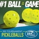 thumbnail image 4 of Eigraketly Juego de 6 unidades de Pickleball profesional de repuesto, 40 agujeros, bolas de Pickle de entrenamiento reutilizables, Kit surtido, Golf Amarillo, 4 of 6