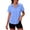 Blue, variant on Women Plus Size Button down Short Sleeve Collared Shirts Summer Breathable Blouse Casual Tops by Yigetop Blue L