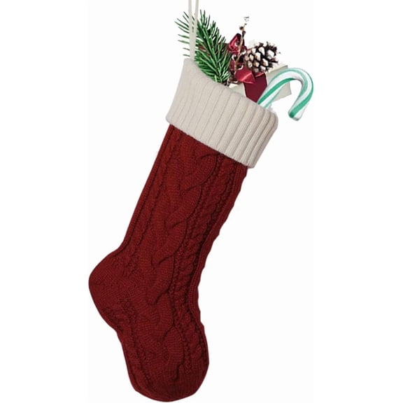 Fzchyzoar Christmas Stockings 18" Knitted Christmas Socks Family Holiday Decorations Great Big Stockings for Gift to Family, Friends and Kids (Fuchsia(Body) Ivory(Mouth), Length 18",Pack 1) Fuch
