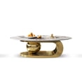 thumbnail image 6 of 51-Inch Oval Faux Marble Coffee Table with Gold Stainless Steel Base - Stylish Centerpiece for Living Room（Gold), 6 of 13