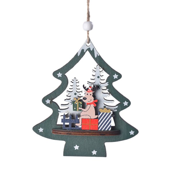 Fiudx Ofertas relámpago Navidad Nuevos adornos navideños para colgar Adornos para árboles de Navidad Adornos navideños Adornos de madera tridimensionales para colgar en forma de ciervo, muñeco de nie