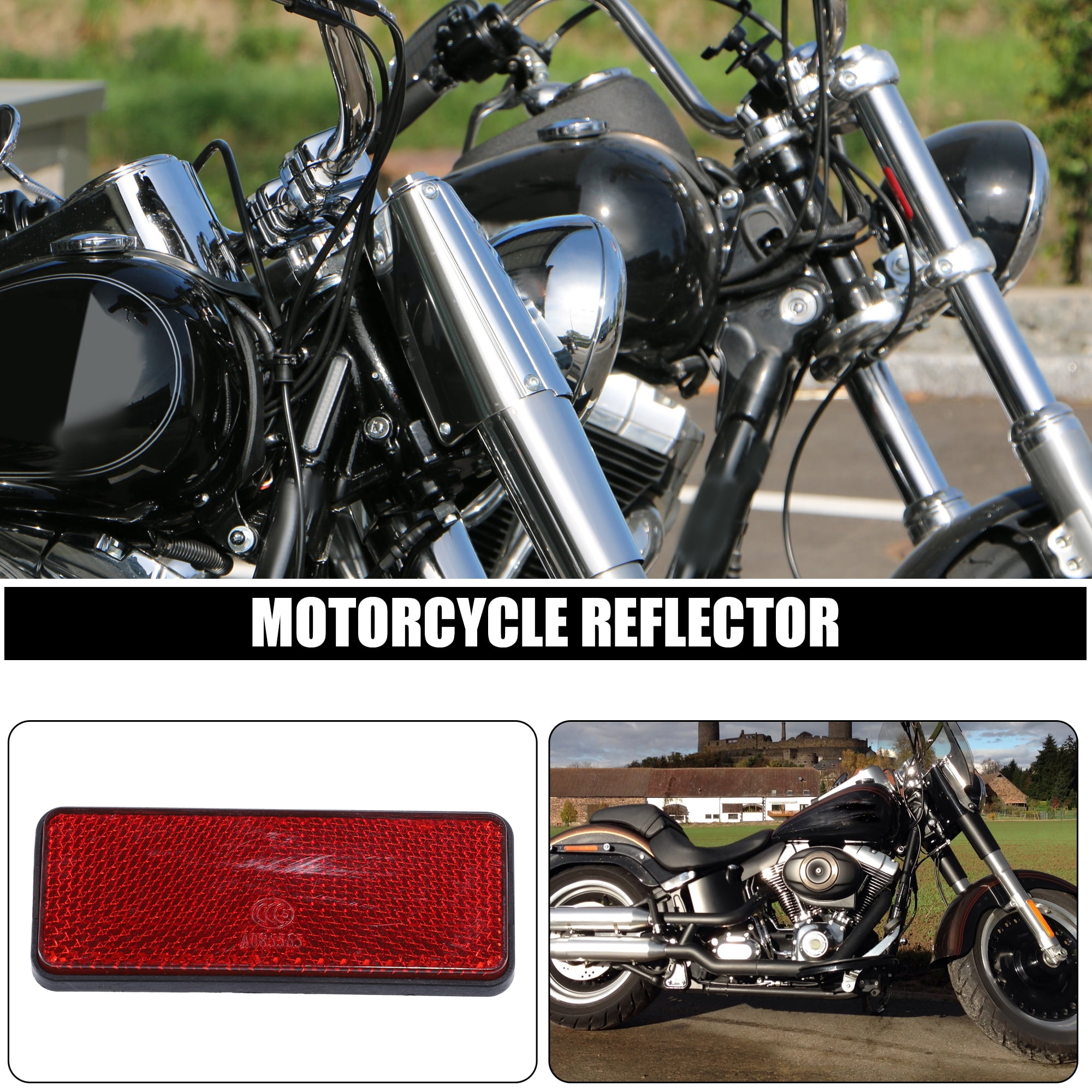 Unique Bargains 4Pcs 87x32mm Plastic Universal Reflective Warning Reflector Red