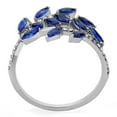 thumbnail image 4 of Womens Rings Blue Leaves Stainless Steel Ring with Synthetic Spinel in London Blue, 4 of 5