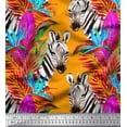 thumbnail image 1 of Soimoi Orange Rayon Fabric Tropical Leaves & Wild Animal Print Fabric by The Yard 56 Inch Wide, 1 of 1