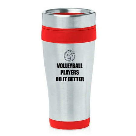 

16oz Insulated Stainless Steel Travel Mug Do It Better Volleyball (Red)