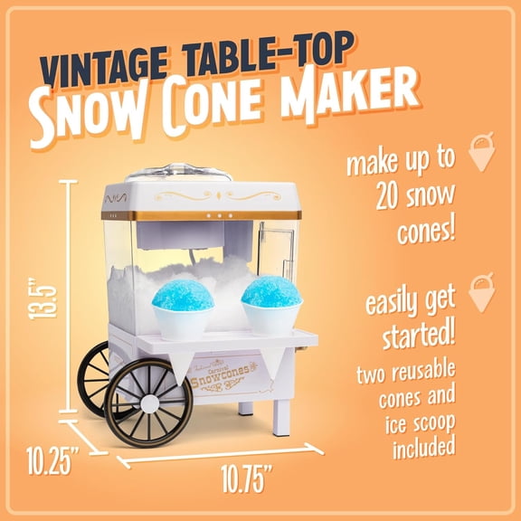 Retro Snow Cone Shaver - Makes 20 Icy Treats - White