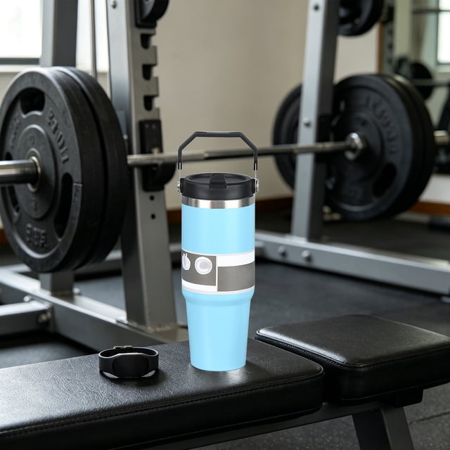 Botella de agua portátil de acero inoxidable aislada con asa, gran capacidad, multicolor, vaso térmico sellado al vacío para bebidas calientes y frías
