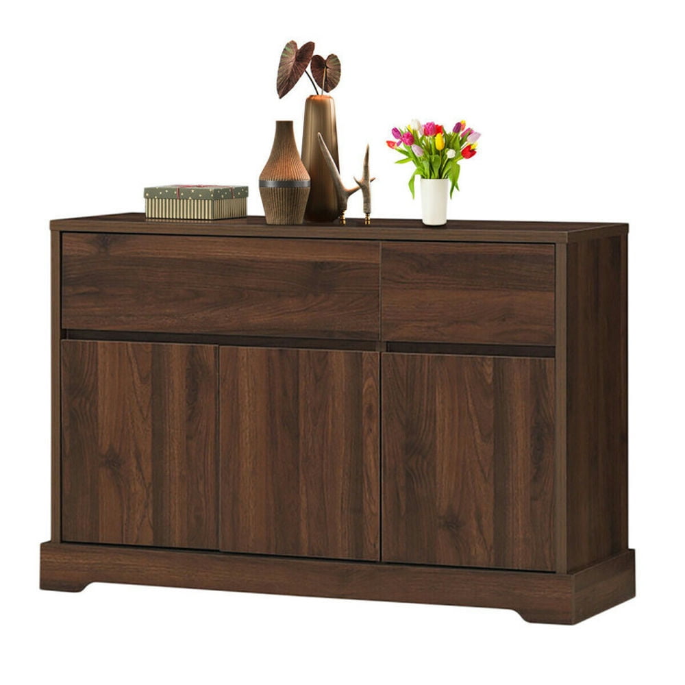 Finihen Kitchen Storage Cabinet, Buffet Sideboard, Storage Buffet Sideboard with 2 Drawers and 2 Cabinets, for Dining Room, Kitchen, Living Room, Walnut Finihen Kitchen Storage Cabinet, Buffet Sideboard, Storage Buffet Sideboard with 2 Drawers and 2 Cabinets, for Dining Room, Kitchen, Living Room, Walnut