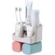 thumbnail image 1 of Juego de soporte de cepillo de dientes, guardar espacio sin taladro de montaje de pared dispensador de pasta de dientes y ranuras multifunción de organización de baño con escurridor de agua 2 tazas. Feliz Sencillez, 1 of 5